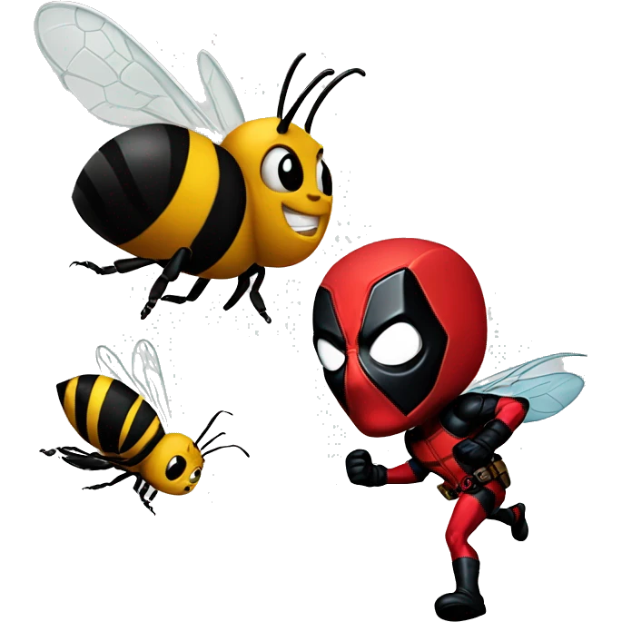 Bee chasing Deadpool  emoji