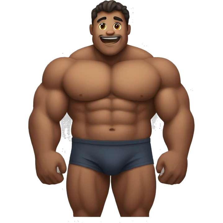 A muscular boy with a big belly emoji