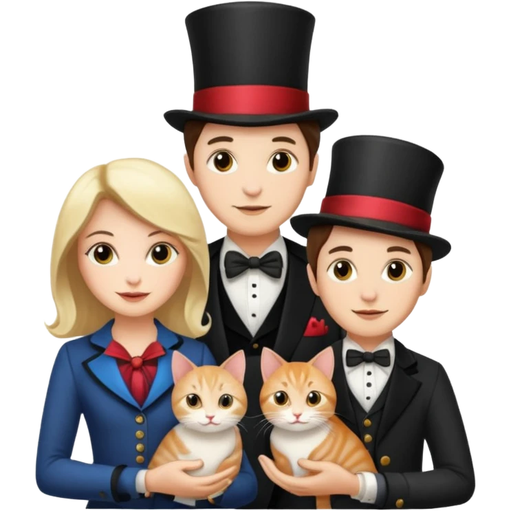 magician couple and their pet cat emoji