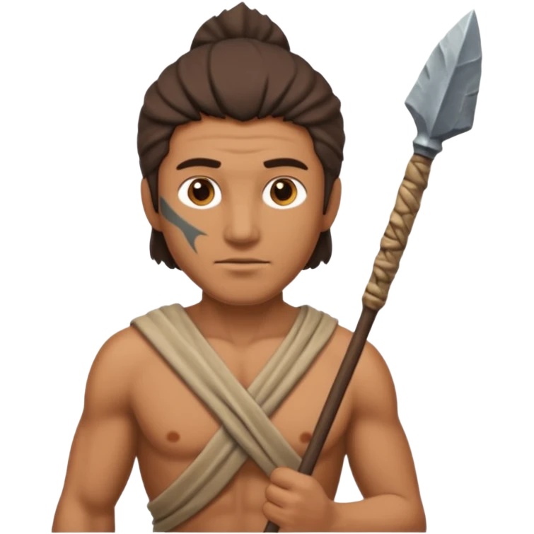ancient man with stone spear, half body emoji
