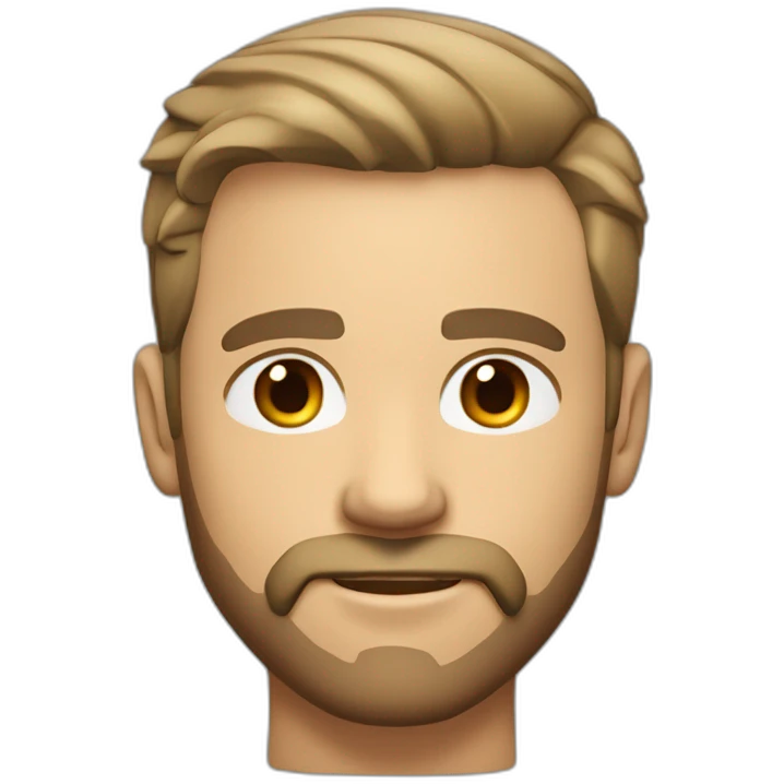 White man with slight sun kissed tan, dark brown eyes and undercut fade hairstyle. He has beard stubble and mustache trimmed. Cool clothing, hair styled sideways backwards. emoji