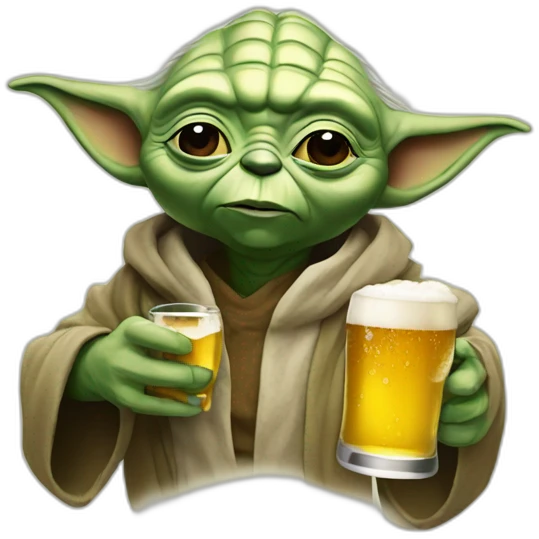 yoda who drink a beer emoji