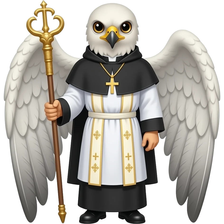 A priest (full-body) with an falcon's head emoji