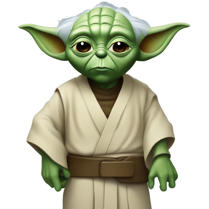 Master Yoda with a belt around his right arm, a blue serum with a into his lower arm emoji