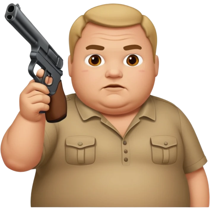 A fat guy shotting a gun emoji
