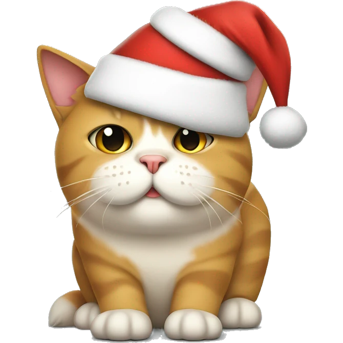 Fat bkh cat with santa hat emoji