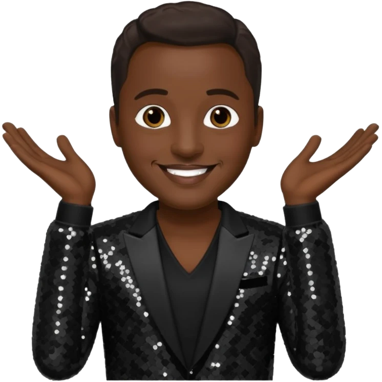 Johnny Gill from New Edition with dark brown hair, black sequin outfit emoji