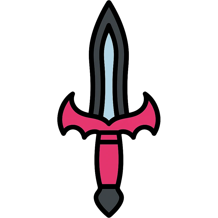 gothic knife, black and pink, color outline icon style emoji