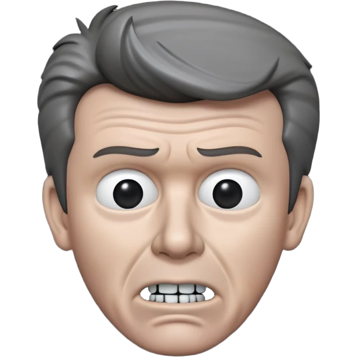 Very Wide Rick Astley with a kinda worried face but his upper teeth are sticking out and he is gray and you could barely see parts of him and the background is pitch black emoji