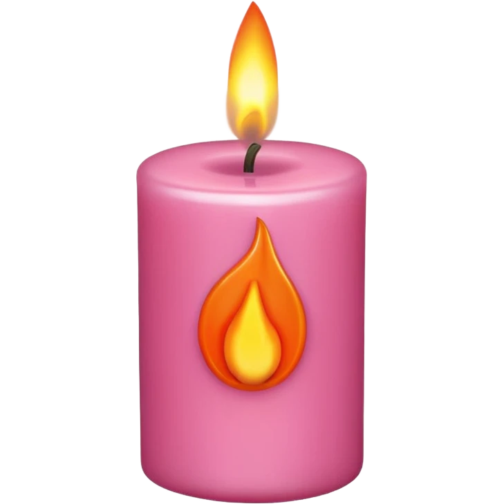 Draw a pink, Pixar-style candle with a flame. The candle should be visible from the front and top. emoji