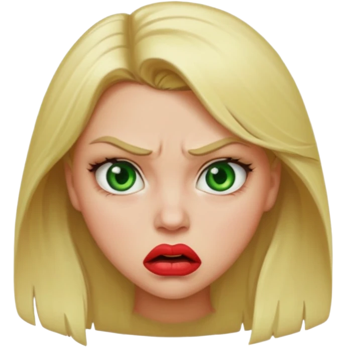Make a blonde angry girl with big lips emoji