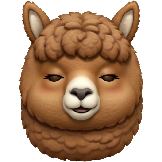 Meme-Worthy Cute Sleeping Brown Alpaca Portrait Emoji, Head resting peacefully with a contented smile, showcasing a delightfully sturdy build and a luxuriously soft brown fleece, eyes shut in a serene nap, Simplified yet hilariously adorable features, highly detailed, glowing with a soft, drowsy light, high shine, relaxed and utterly lovable, stylized with an air of playful laziness, bright and heartwarming, soft glowing outline, capturing the essence of a comically sleepy alpaca, so meme-worthy it feels like it could instantly become the next viral sensation of adorable slumber! emoji
