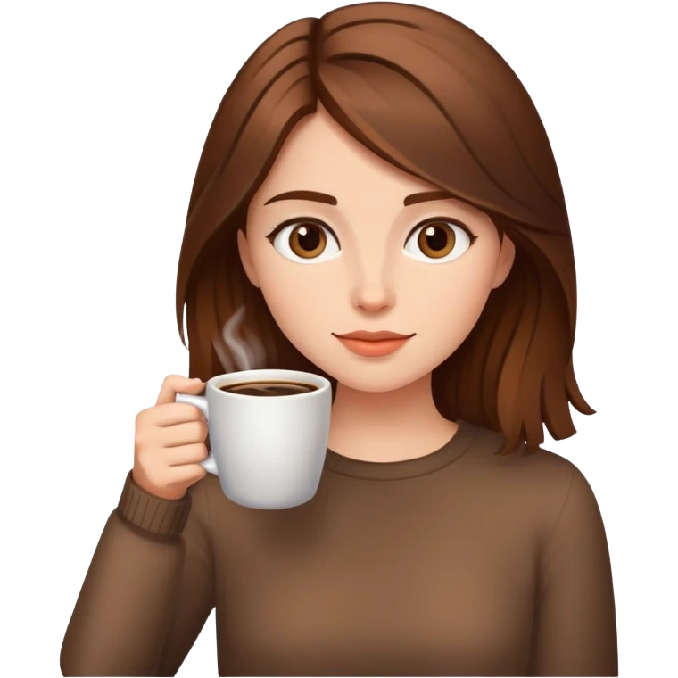 Brown short hair girl drinking coffee emoji