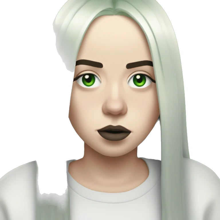 billie eilish avec des racines vertes et des cheveux noir emoji