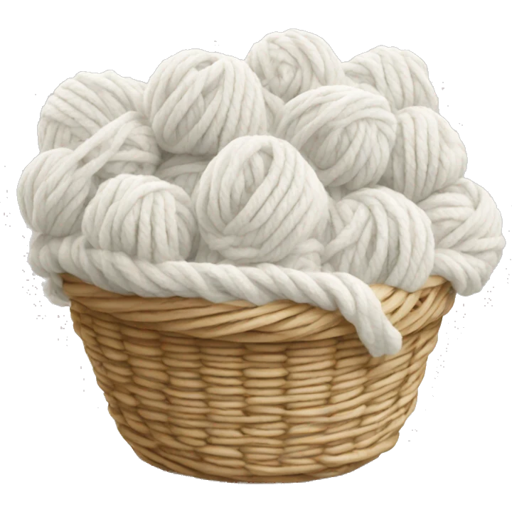 Basket of white wool yarn emoji