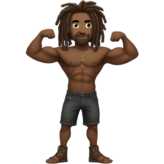 Flexing brown with tattoos and dreadlocks  emoji