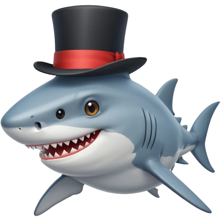 Shark with a top hat emoji