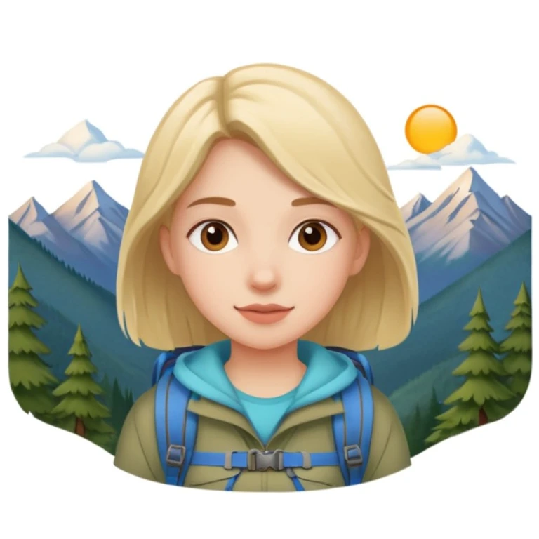 girl back packing mountains background  emoji