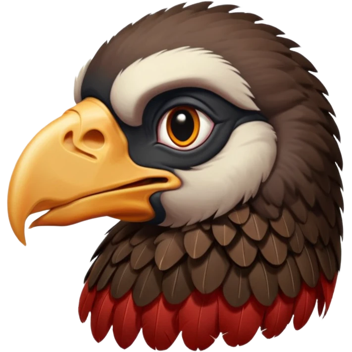 mature vulture with black and reddish feathers looking forward emoji