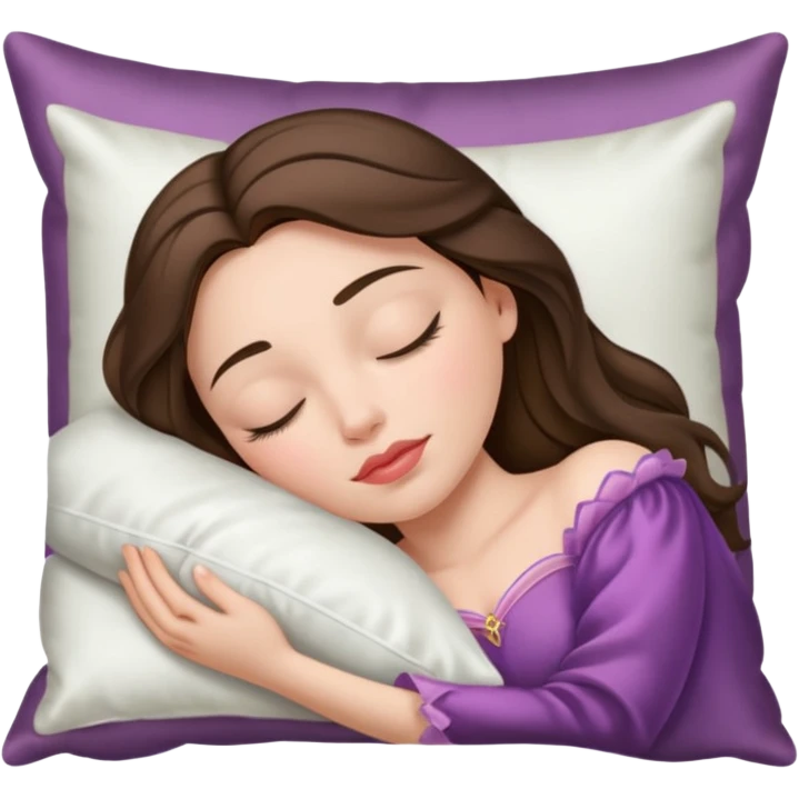 sleeping beauty brunette white girl with a silk pillow emoji
