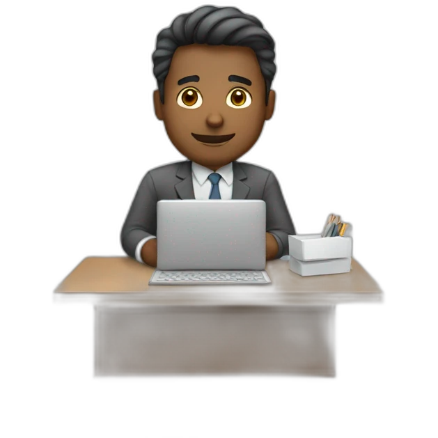 A man pretending to work his desk job emoji