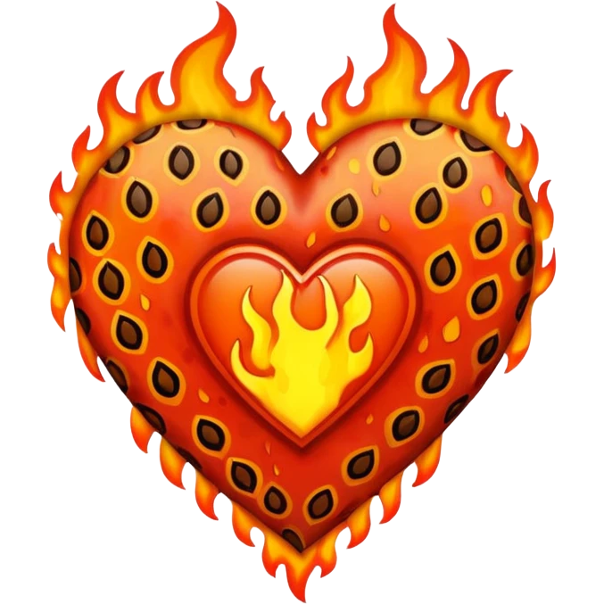 Heart with cheeta print and fire emoji