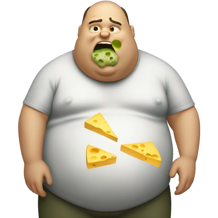fat man eating moldy cheese emoji