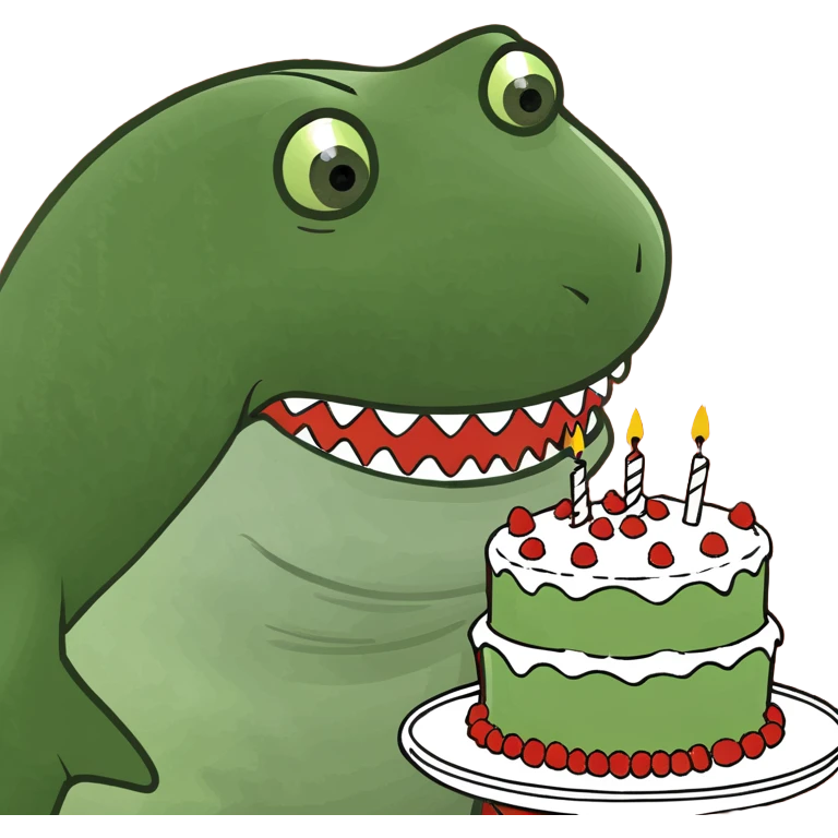 Shark with a a big cake emoji