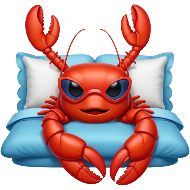 cute lobster wearing a sleeping mask emoji