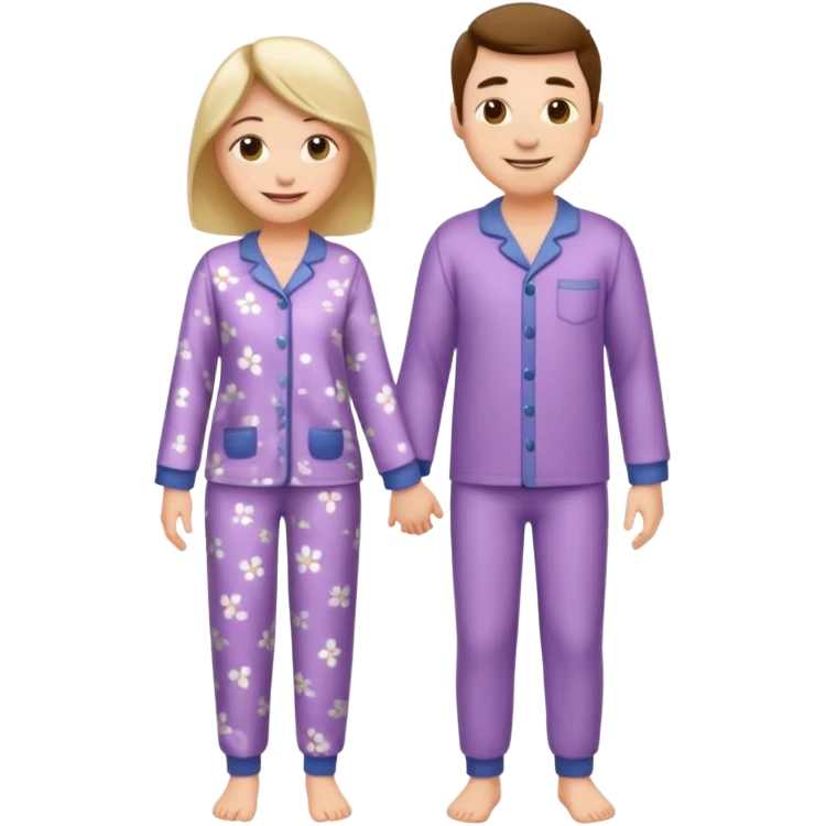 full-length couple in matching pajamas emoji