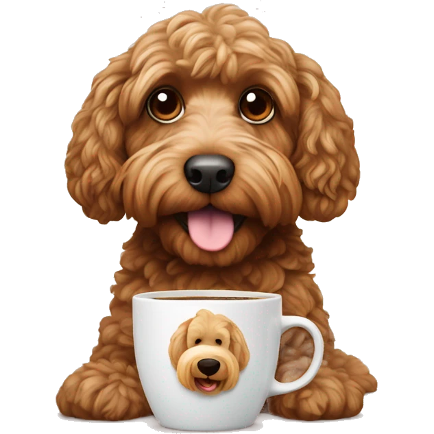 Cockapoo with a coffee emoji