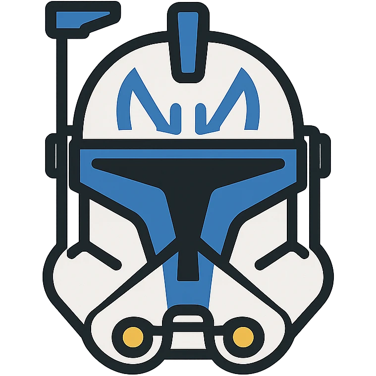 Captain Rex from Star Wars, minimalist icon, blue helmet, simple clone trooper silhouette emoji