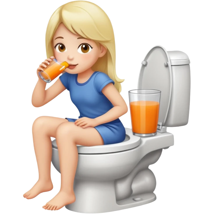 girl drinking juice on the toilet emoji