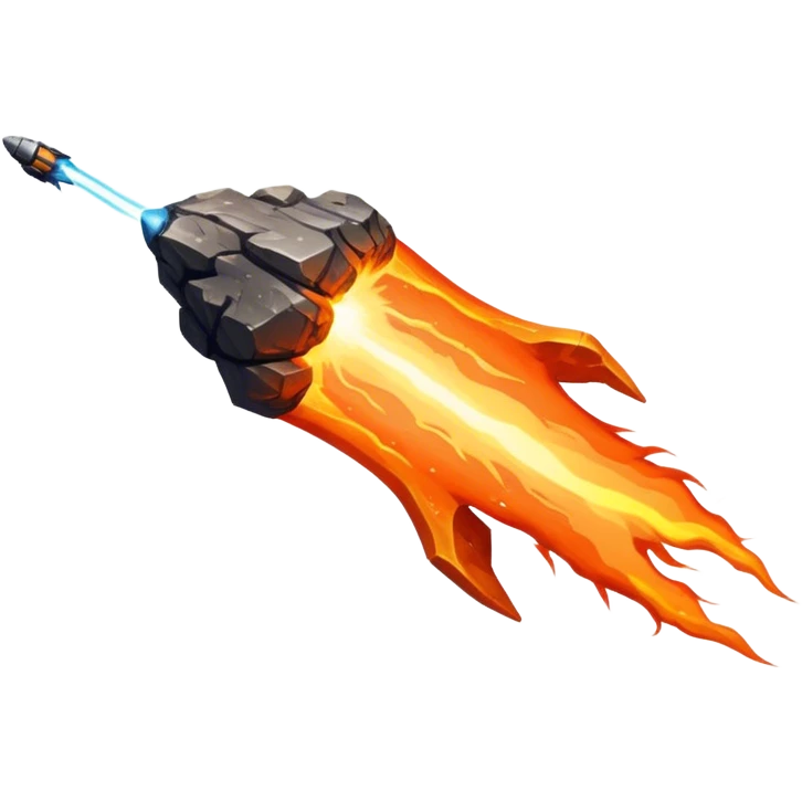  Cinematic Realistic Meteor – A fiery, blazing rock streaking through space, leaving behind a bright, dynamic trail of superheated plasma. Its rocky surface glows intensely as it hurtles toward an unknown destination. emoji