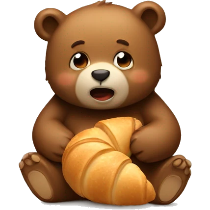 Little bear with a croissant emoji