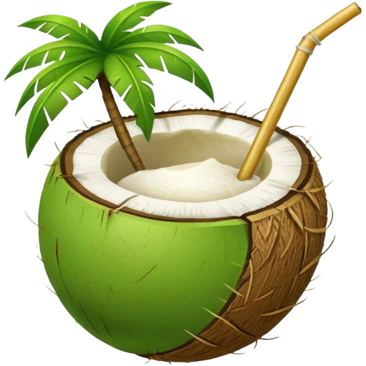 Green Coconut with straw emoji