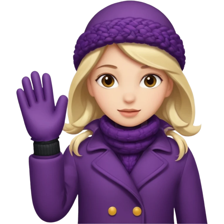 The girl is wearing a warm winter coat and a pair of woolen gloves. emoji