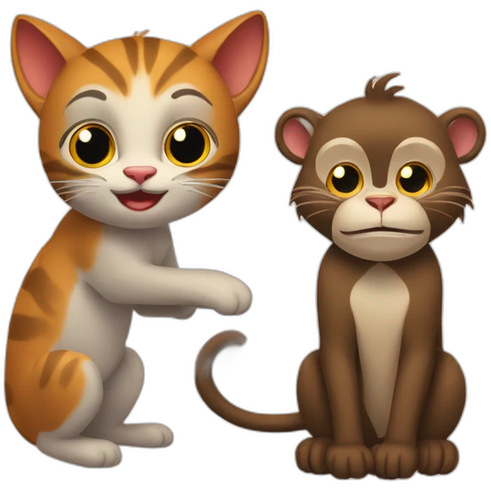 Two cats and monkey with a barter emoji