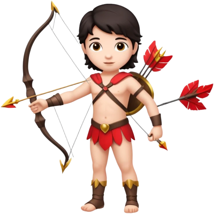 Full body Cupid with a bow and dark hair emoji