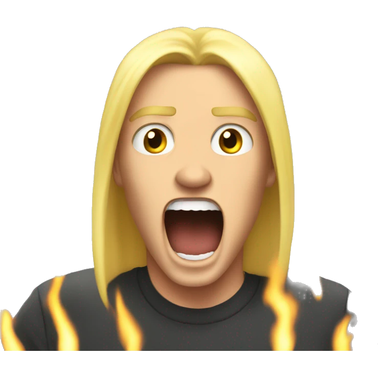 screaming on fire emoji blonde hair yellow skin one men emoji