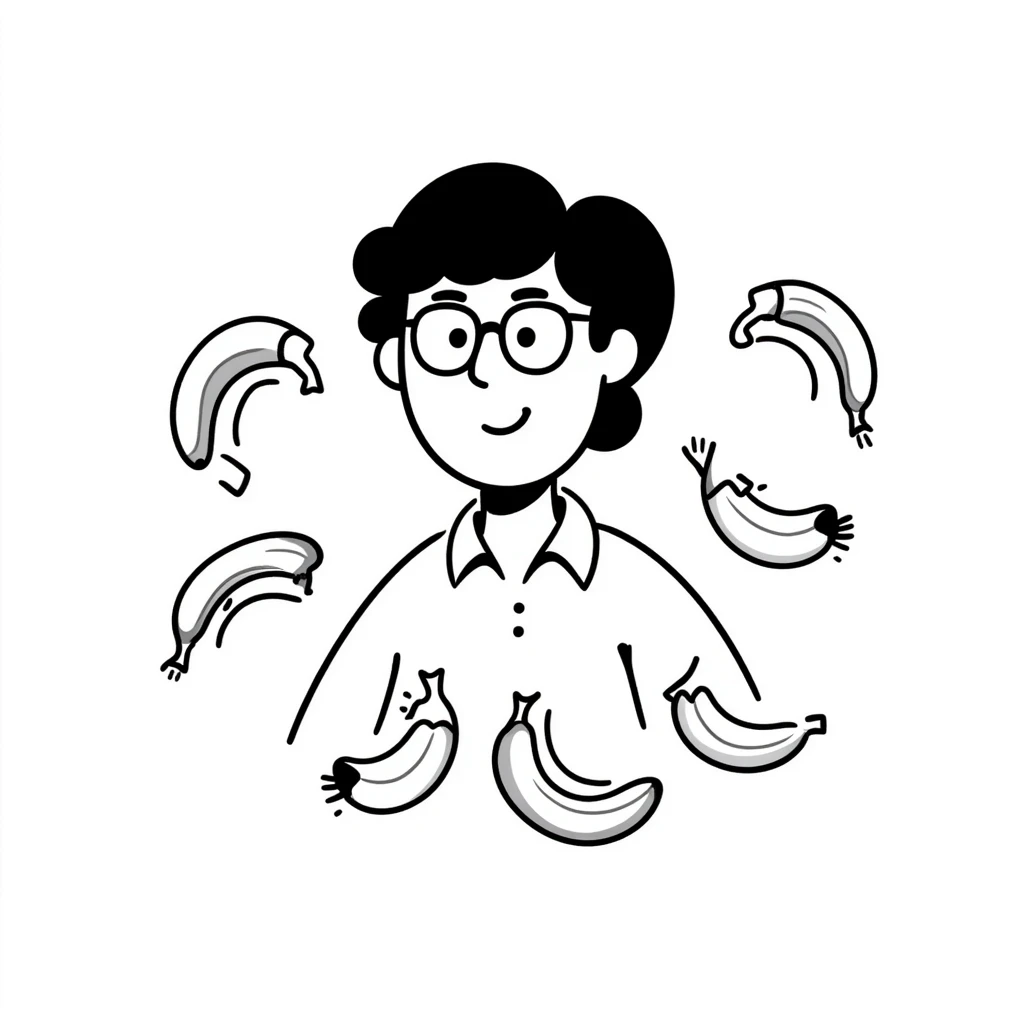 a man with black glasses around bananas emoji