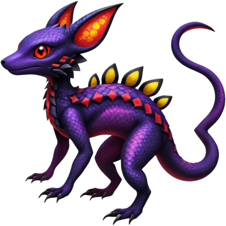 Scaley Exotic Salandit-Noibat-Umbreon-Fakémon-hybrid-creature (full body)  emoji