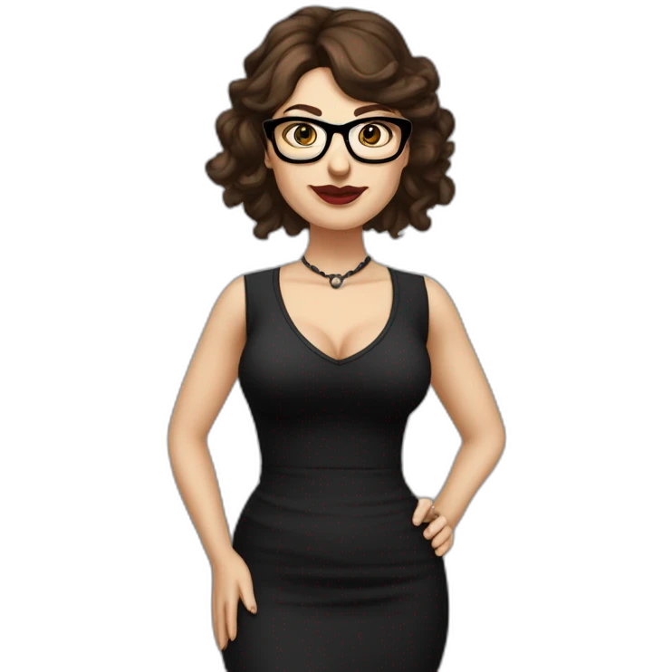Sexy-Caucasian-Mum-woman-goth-brown-hair-standing-wearing-glasses-plus-size emoji