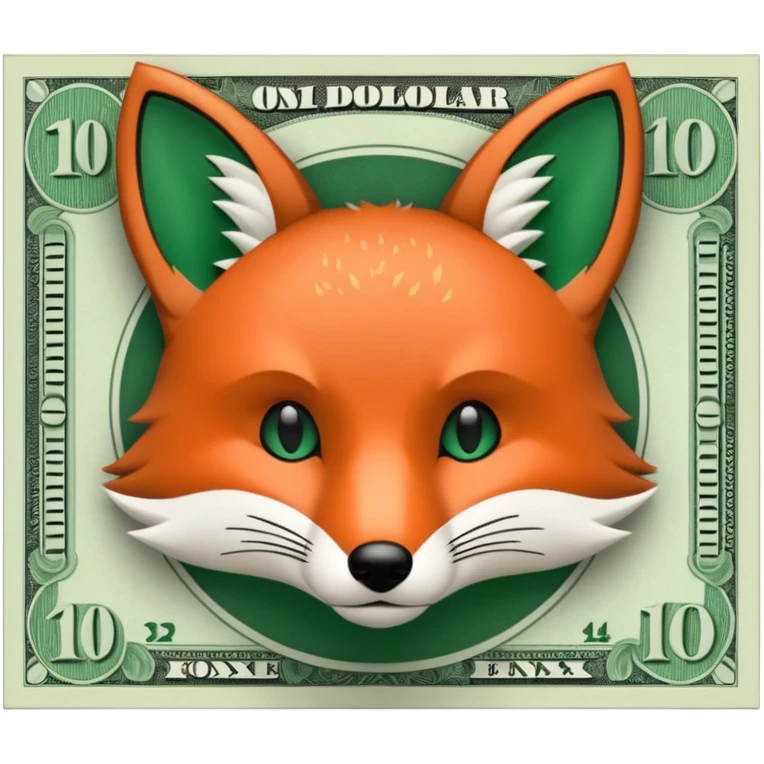 make 100 dollar bill with a small fox head outline in the middle emoji