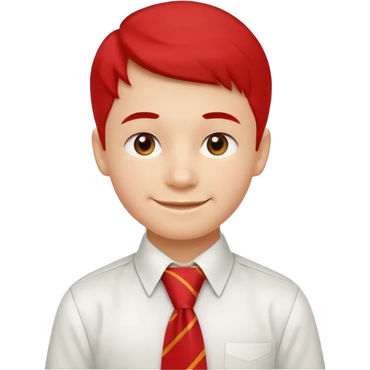 A Soviet schoolboy emoji — smiling young boy wearing a white shirt and a bright red pioneer necktie (scarf) neatly tied around his neck. No hat or headwear. Flat minimal emoji style with clean lines, simple colors, friendly expression, Apple emoji aesthetic. emoji