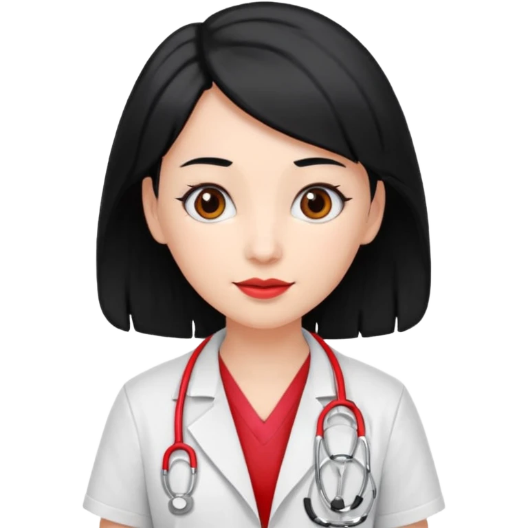 doctor with black hair and red hairclips  emoji