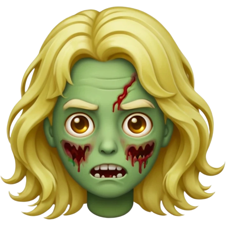 Make a zombie emoji with wavy hair and golden streaks. emoji
