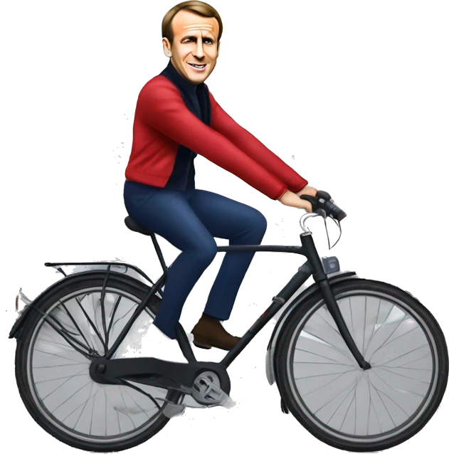 Emmanuel Macron sur un vélo emoji