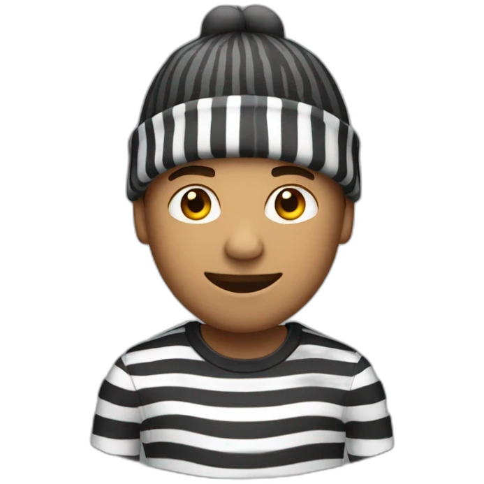 guy with beanie and black and white striped shirt emoji