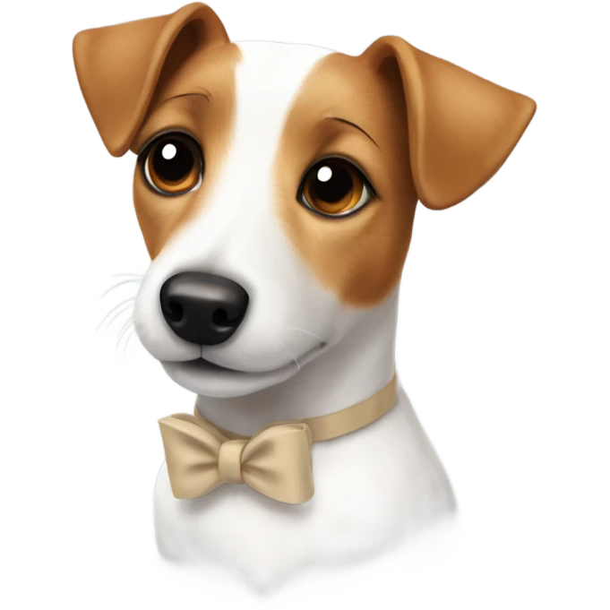 Jack russell terrier with a beige bow on his neck emoji